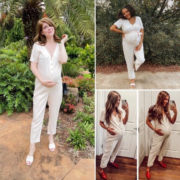 Hatch The Noelle Maternity Jumpsuit in Off White sz 0 - Picture 2 of 9